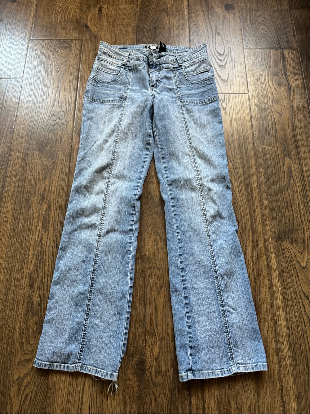 Vintage Y2K R4R Jeans Light Blue Flare Jeans with Front Panel Seams